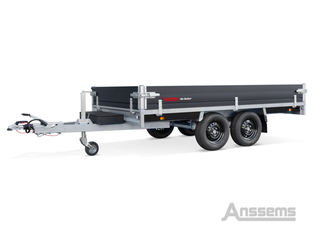 Anssems PSX 3000 plateauwagen tandemasser geremd L.405 x Br.178cm Go-Getter