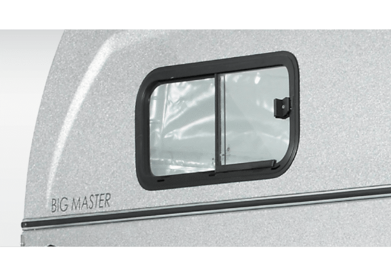 Schuifraam (700×300 mm), rechts/links in de polyester kap