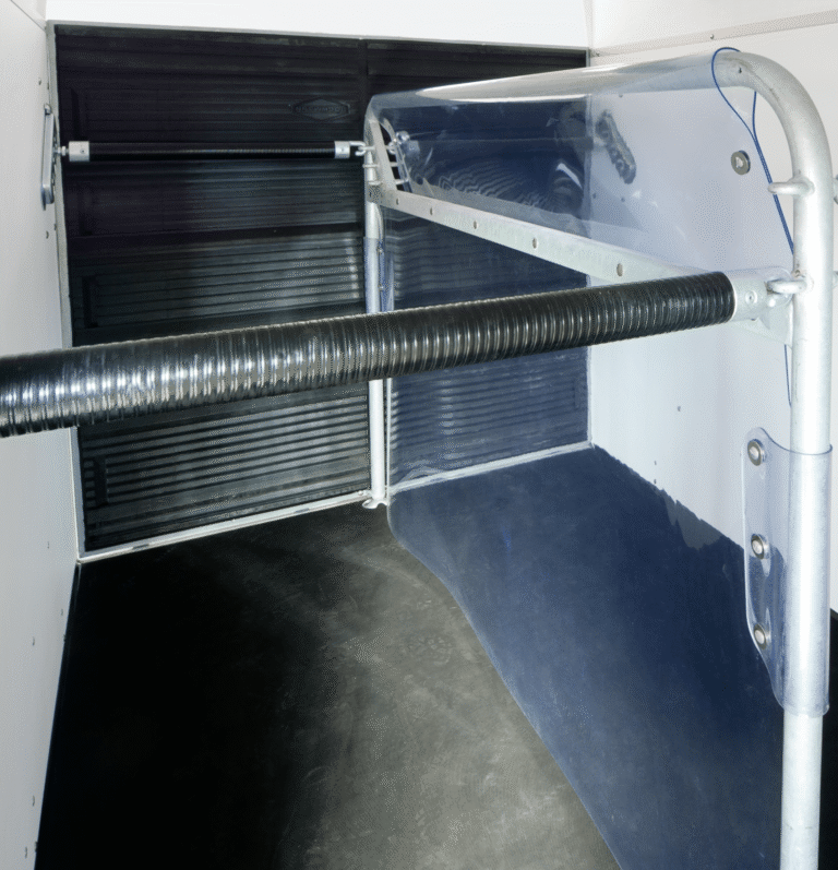 Transparant PVC tussenschot met bovendeel (stokmaat 165 cm).